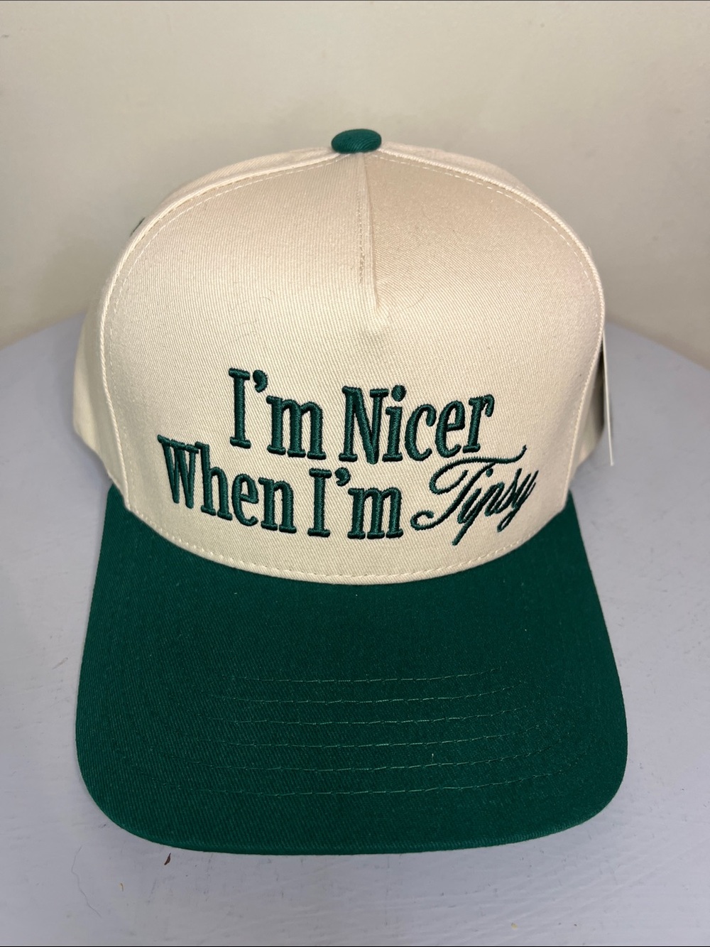 C.C Cream and Green 'I'm Nicer When I'm Tipsy' Cap NEW